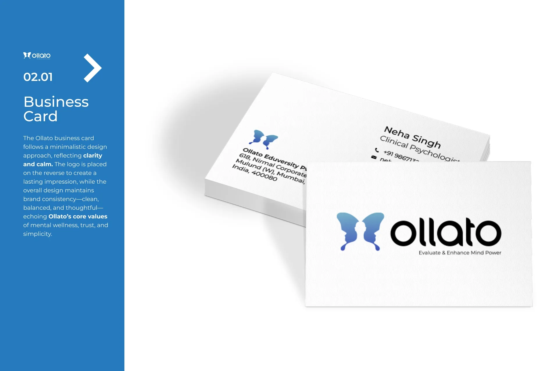Modern logo design and branding strategy for Ollato mental health platform